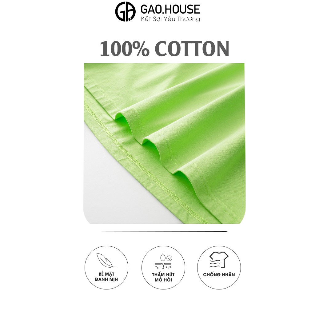 Áo thun nam nữ cộc tay Gạo House cotton màu xanh chuối Try New Thinkings dáng oversize V225