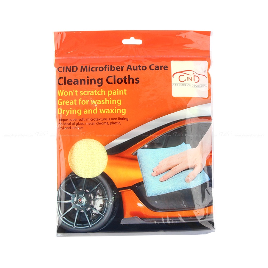 Khăn Lau Microfiber CIND Màu Vàng (40*40cm) Nhập Khẩu Chính Hãng