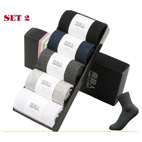 Tất Nam Cổ Cao Màu Trơn - Set 5 Đôi Vớ Nam Trơn Cao Cấp