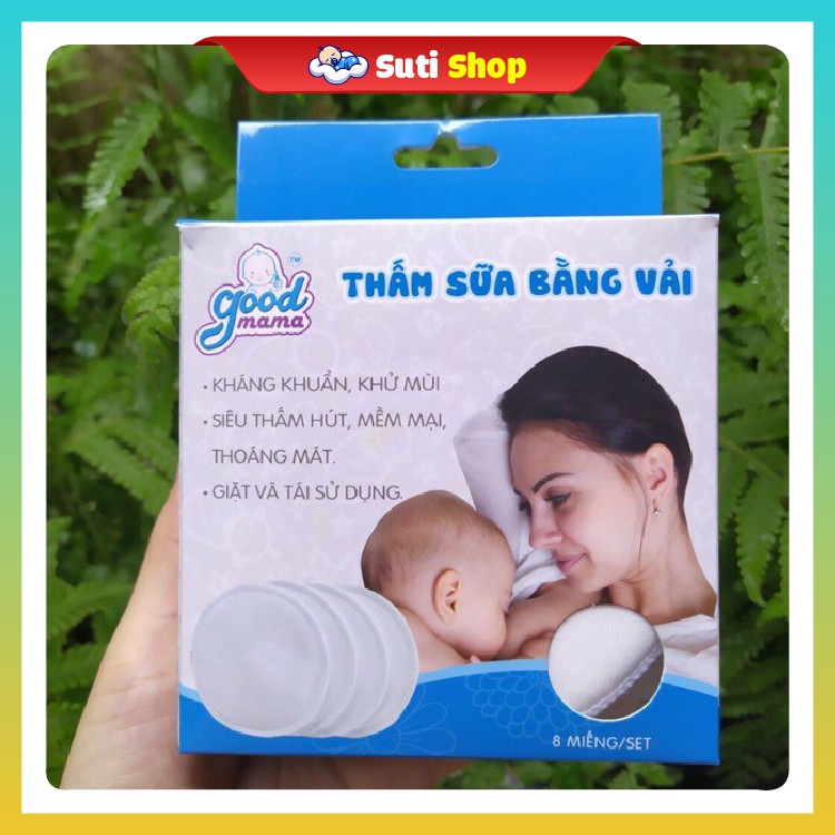 Miếng lót thấm sữa bằng vải goodmama - 1 hộp 8 miếng