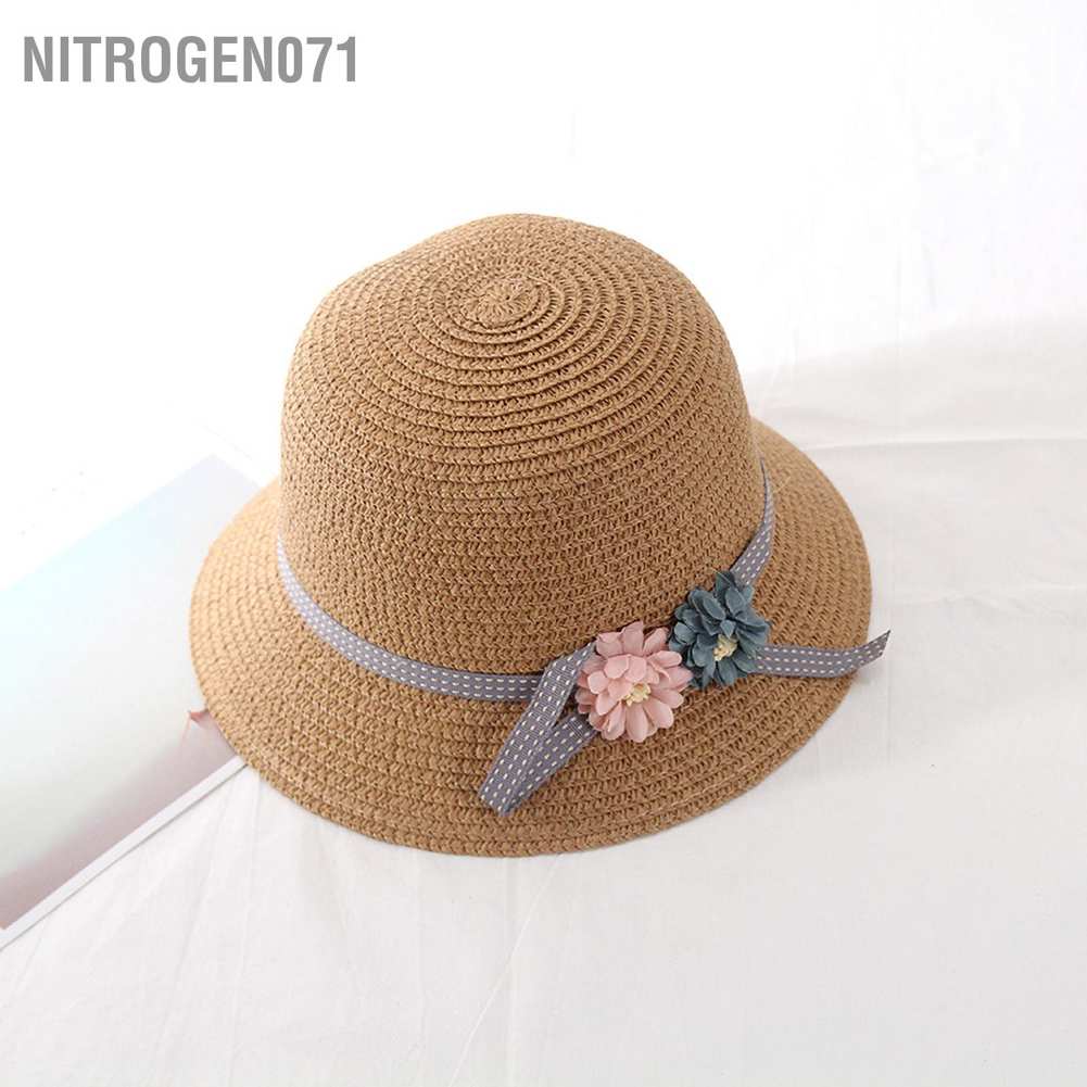 Nitrogen071 Mũ cói vintage vành ngắn kiểu dáng Hàn Quốc cho bé trai, bé gái Shin