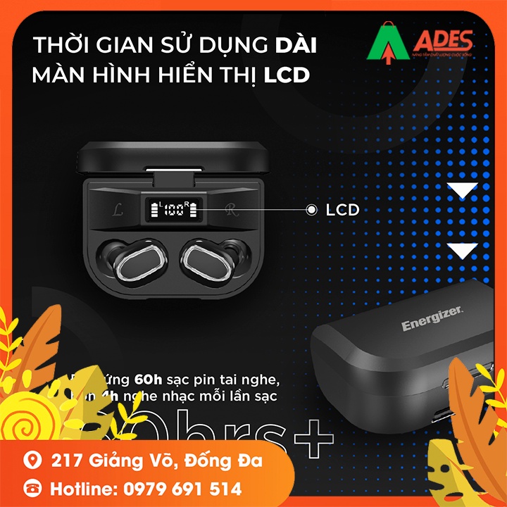 Tai Nghe True Wireless Stereo Energizer UB2607 -  Bảo Hành Chính Hãng 12 Tháng - Thiết Kế Nhỏ Gọn, Âm Thanh Chuẩn HD