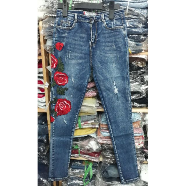 Jean skinny thêu hoa hồng - 2019MinhDuc