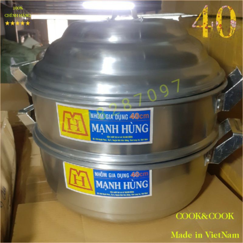 [CHÍNH HÃNG] Bộ xửng hấp size 40 Nhôm Mạnh Hùng chuyên Hấp bánh bao, hải sản, rau củ, hấp đồ xôi