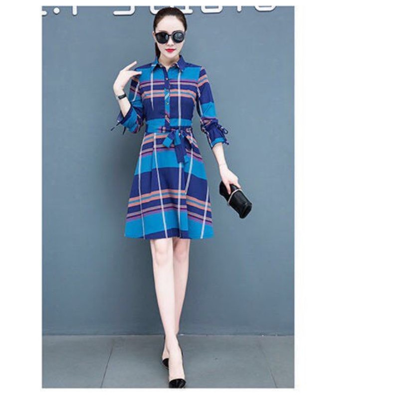 Đầm Kẻ Bubery Cổ Đức, Chất Vải Nhập Hàn Cao Cấp, Thoáng Mát, Phong Cách Lịch Sự da27