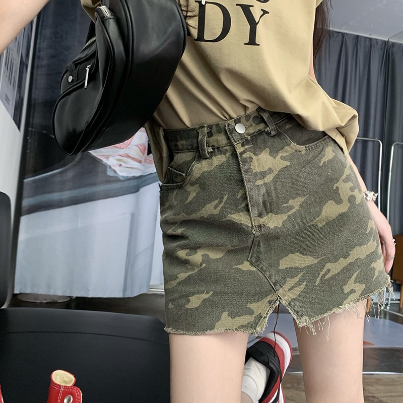 Chân Váy Denim Họa Tiết Rằn Ri Thời Trang Dành Cho Nữ