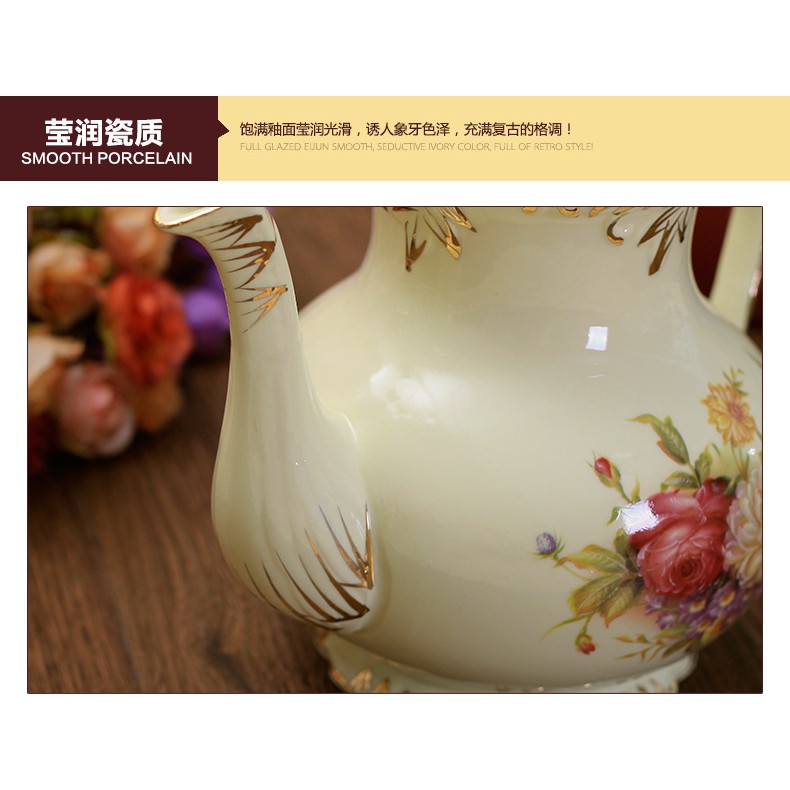 Bộ Ấm Trà/Cà Phê Bằng Gốm Sứ Phong Cách Châu Âu