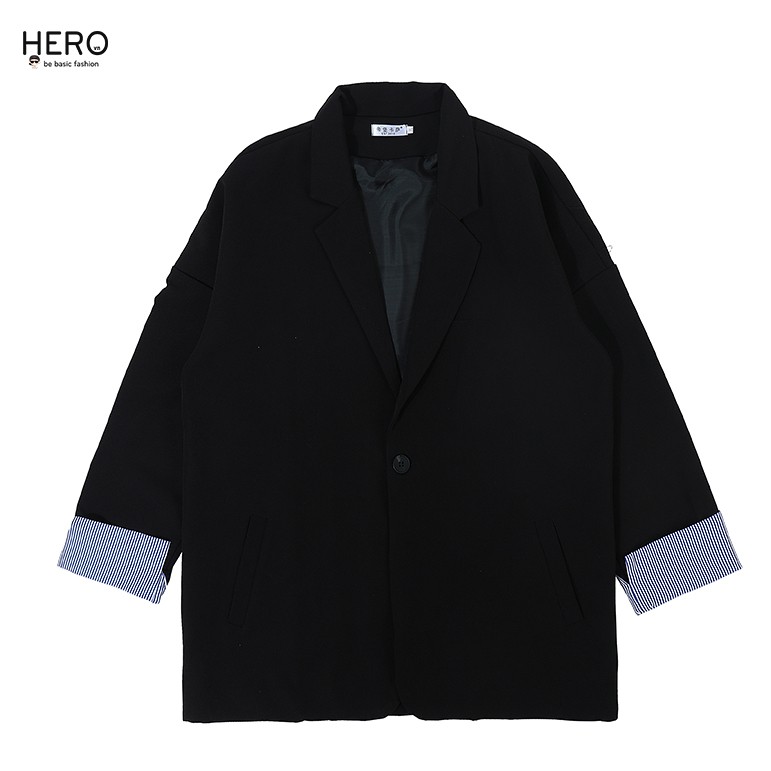 Áo Blazer Hàn Quốc Form Dáng Rộng Tay Dài Phối Tay Kẻ Sọc Áo Vest Blazer Thanh Lịch HERO BZ12 | BigBuy360 - bigbuy360.vn