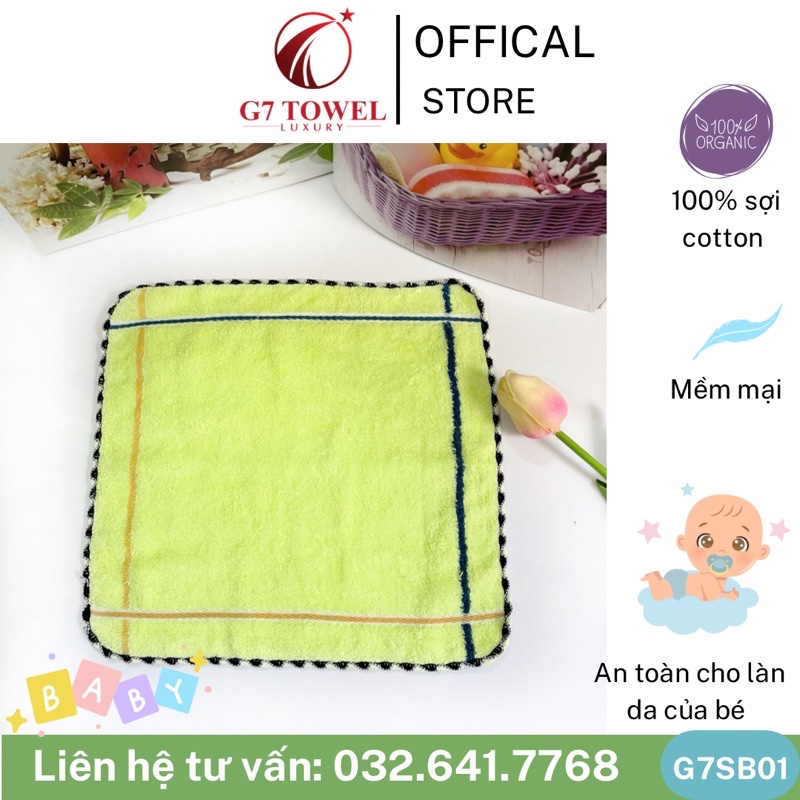 Khăn mặt cotton trẻ em, khăn mầm non G7SB01 G7 Towel cho bé yêu, 100% cotton an toàn cho làn da nhạy cảm của trẻ
