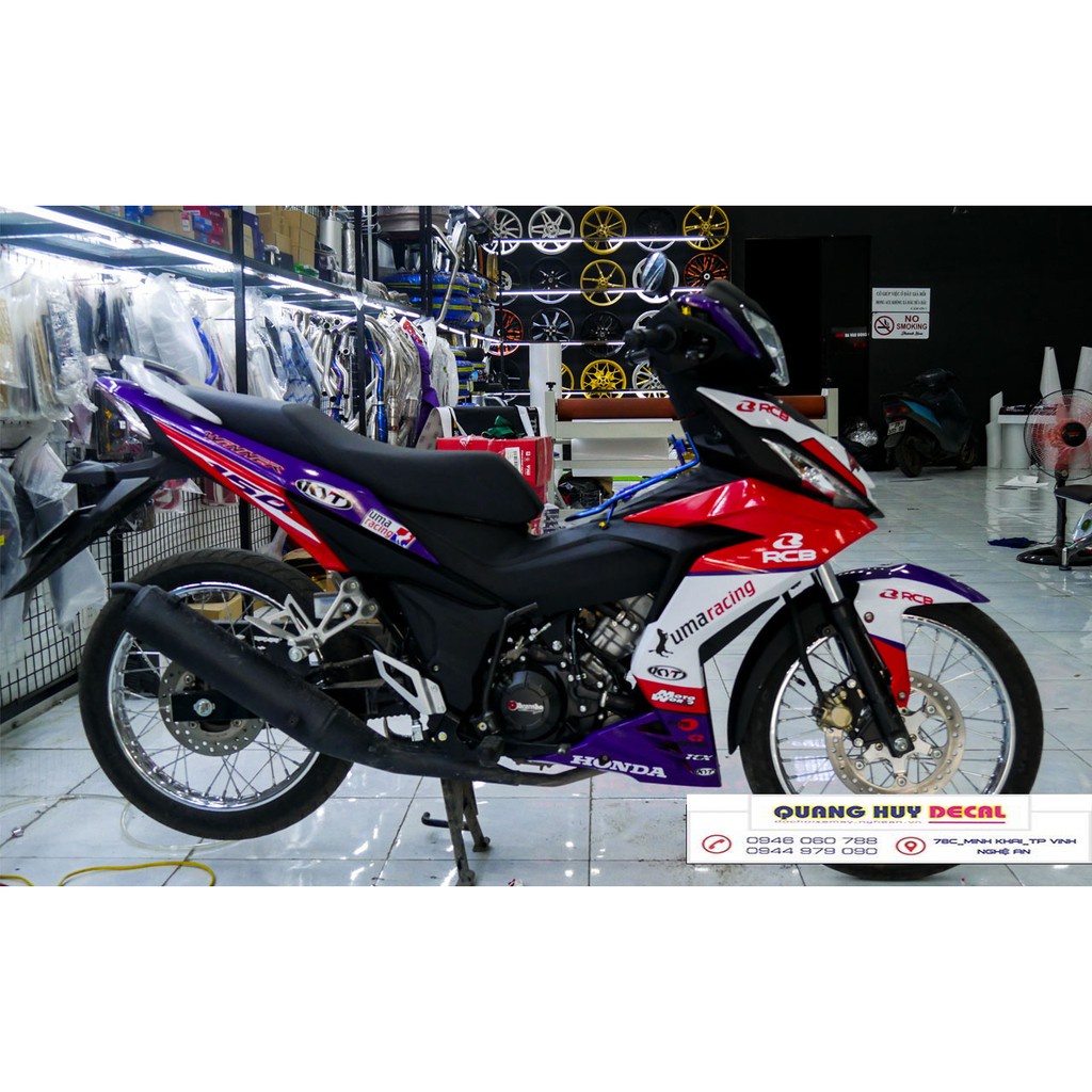 Tem trùm ♦FREESHIP♦ winner 150 đỏ trắng xanh, độ team decal xe dán phủ dàn áo đẹp