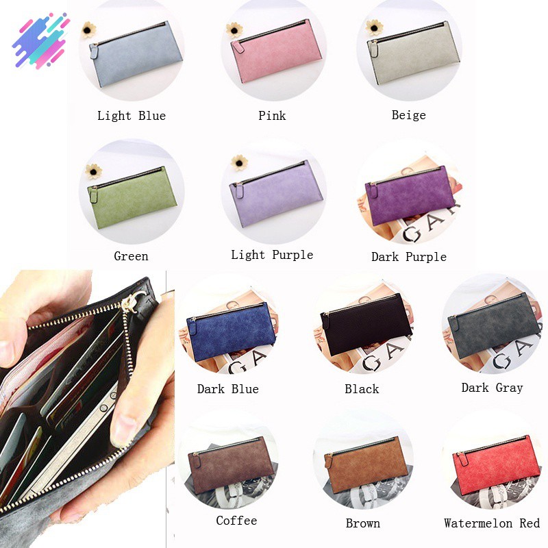 Ví da PU loại dài có khóa kéo phong cách cổ điển thời trang dành cho nữ