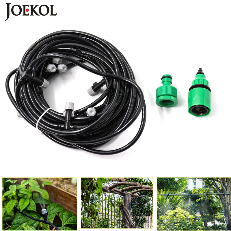 1 Bộ Vòi Phun Sương Tưới Vườn Tự Động 10M Đầu Ống PVC 4/7mm Tee