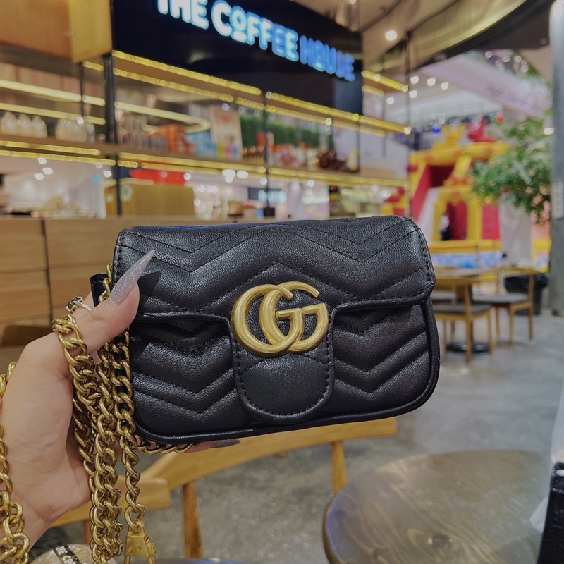 Túi đeo chéo mini nữ, túi Gc marmont tim 18cm dây xích hàng xuất dư