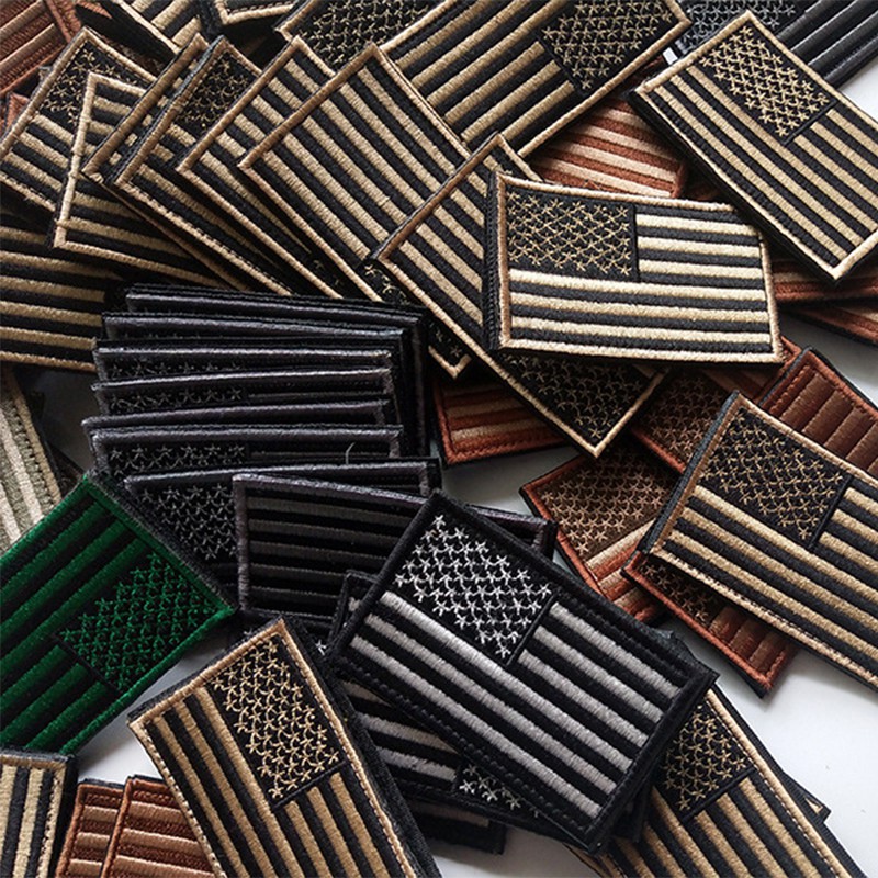 Miếng Vá Quần Áo Quân Đội Mỹ Hình Cờ Mỹ Có Móc Khóa Dán