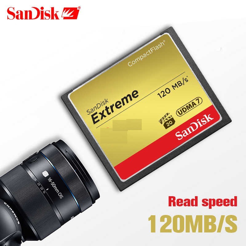Thẻ nhớ Compact Flash (CF) Sandisk Extreme 800X 128GB 120MB/s (Vàng)