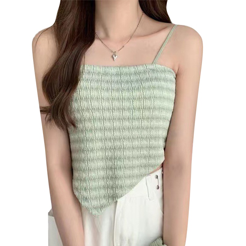 Áo Croptop Dệt Kim Hai Dây In Họa Tiết Thời Trang Mùa Hè Cho Nữ