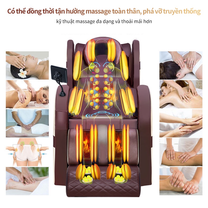 Ghế Massage Toàn Thân Cao Cấp. Ghế Mat Xa  Toàn Thân. Hệ Trục Bi Lăn 4D Đa Nhiệm - Tổ Hợp Các Bài Tập Massage Ch