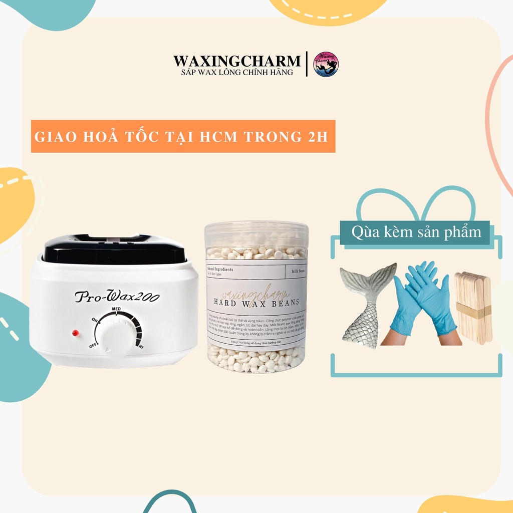 Combo Máy Nấu Sáp Prowax200 và 300gr Sáp Wax Lông Nóng Hard Wax Beans Dành Cho Nách, Body, Bikini
