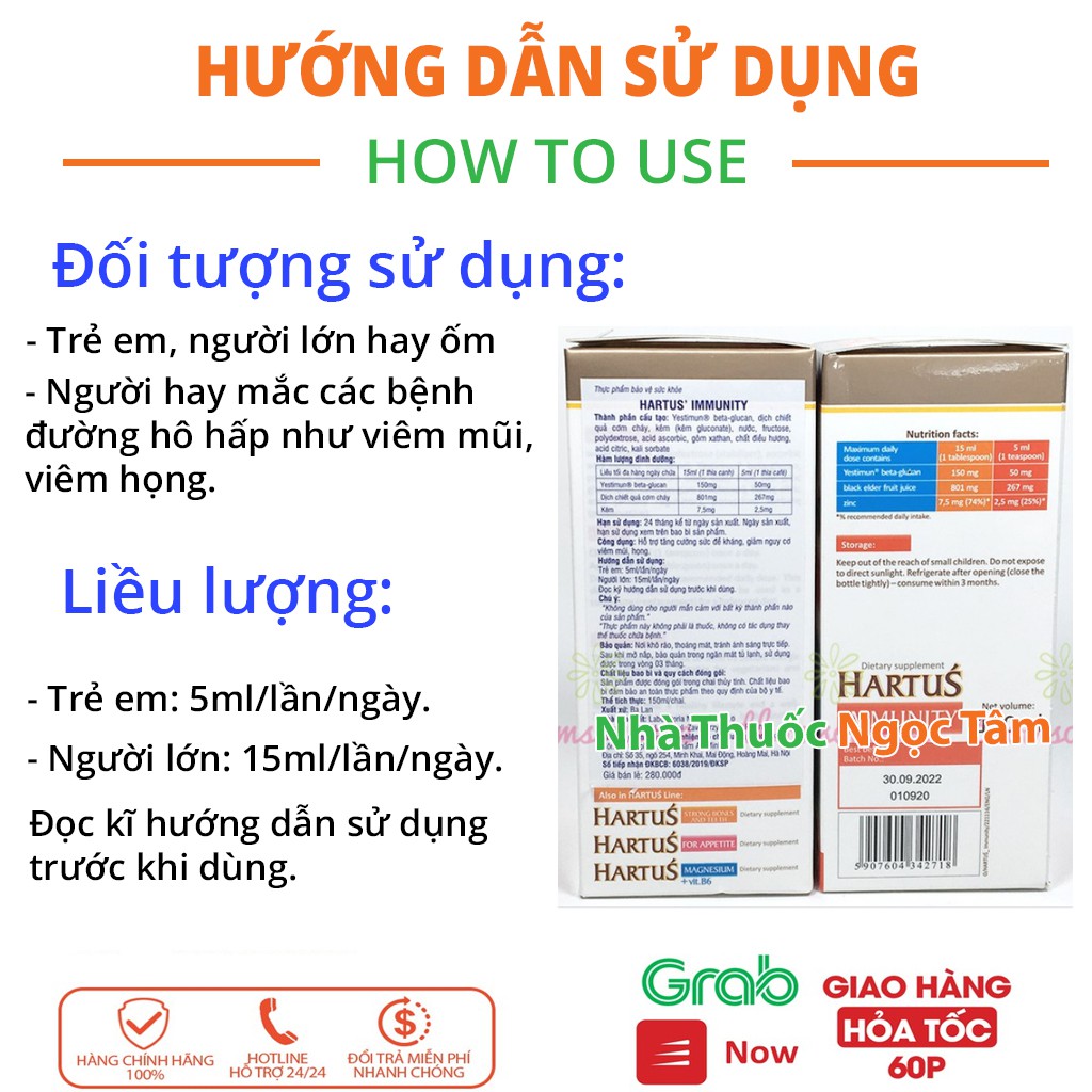 ✔️(Tặng Quà) Siro Hartus Immunity Tăng cường sức đề kháng cho bé, hết ốm vặt, nhập khẩu chính hãng