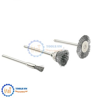 Bàn Chải, Chổi Đánh Gỉ, Đánh Bóng Cho Máy Mài Máy Khoan Cầm Tay Trục 3mm