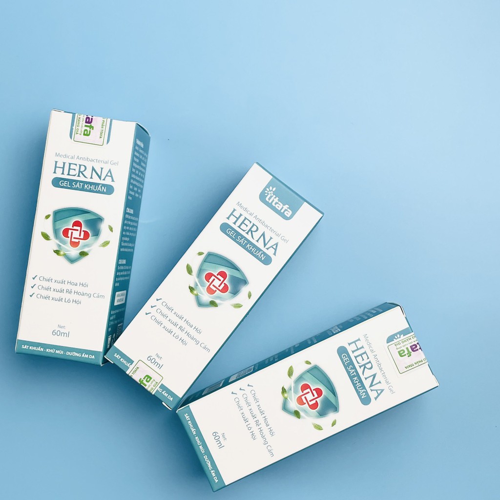 [THƠM - SẠCH -MỊN] Gel Sát Khuẩn Dưỡng Da Tay thảo dược Herna 60ml (Thơm, Không rít, Nhỏ gọn, tiện lợi) | BigBuy360 - bigbuy360.vn
