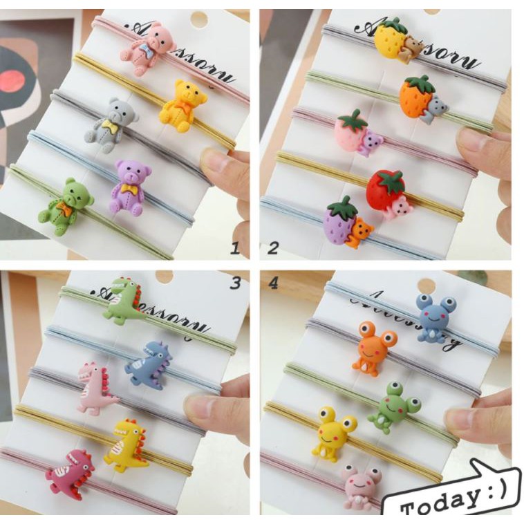 SET 5 Dây Buộc Tóc Co Giãn Hình Dâu Tây