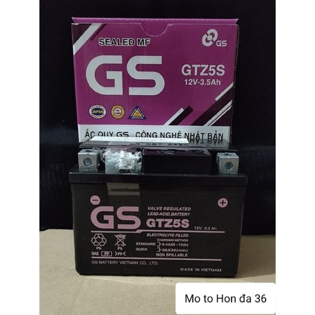 Bình Ắc Quy Khô GS GTZ5S (12V 3.5Ah) - Dành cho xe Honda, Yamaha, Suzuki.