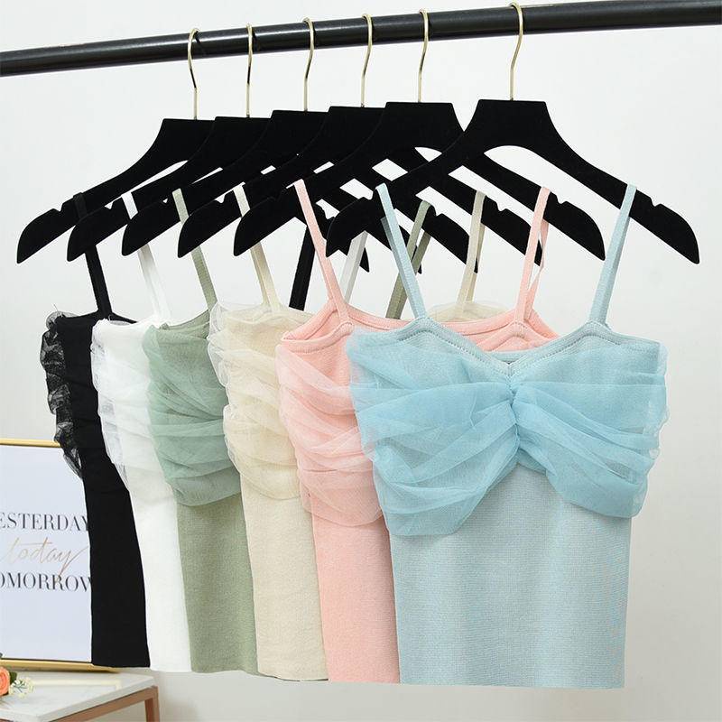 Áo Dệt Kim Hai Dây Phối Lưới Quyến Rũ Thời Trang Cho Nữ