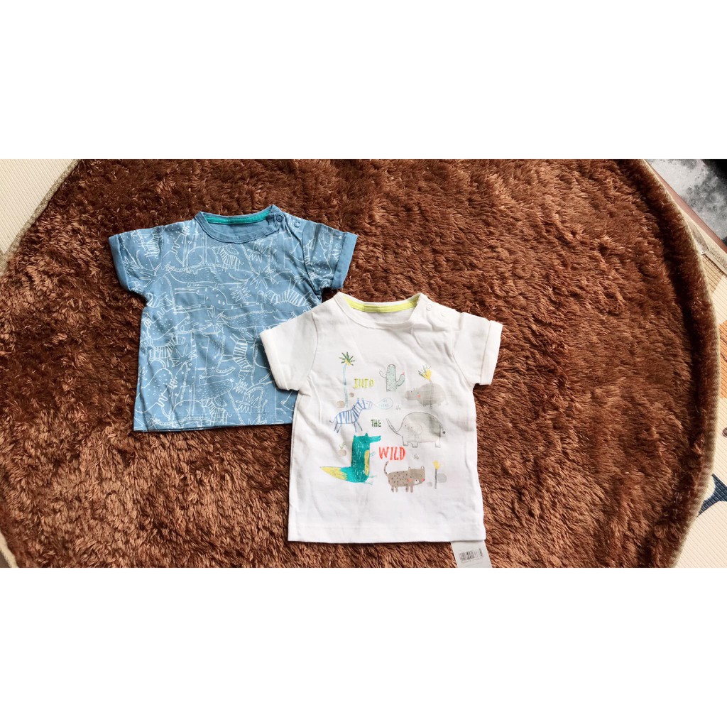 Set 2 áo ngắn tay hình con thú Mothercare UK