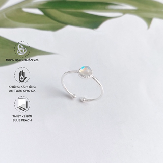 Nhẫn tay bạc blue peach đá ngũ sắc nt418