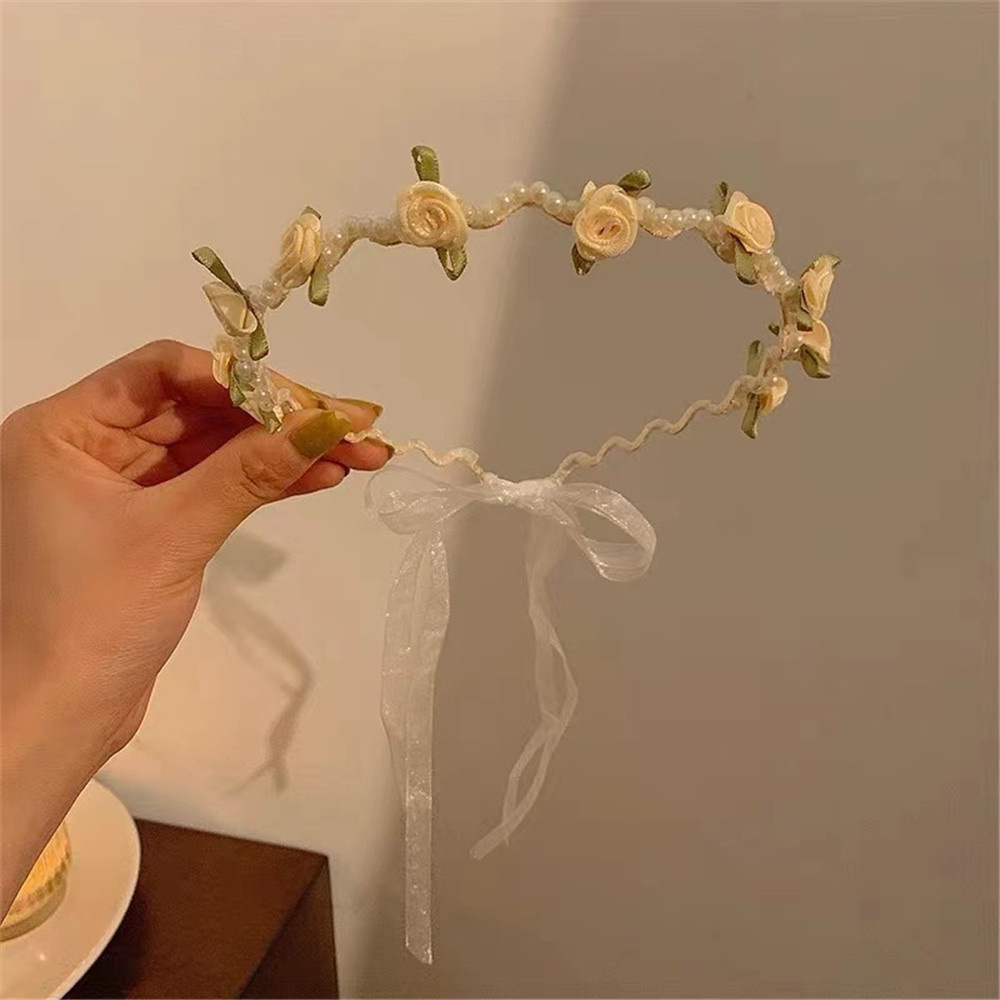 Băng Đô Ren Đính Hoa Và Ngọc Trai Xinh Xắn Cho Nữ