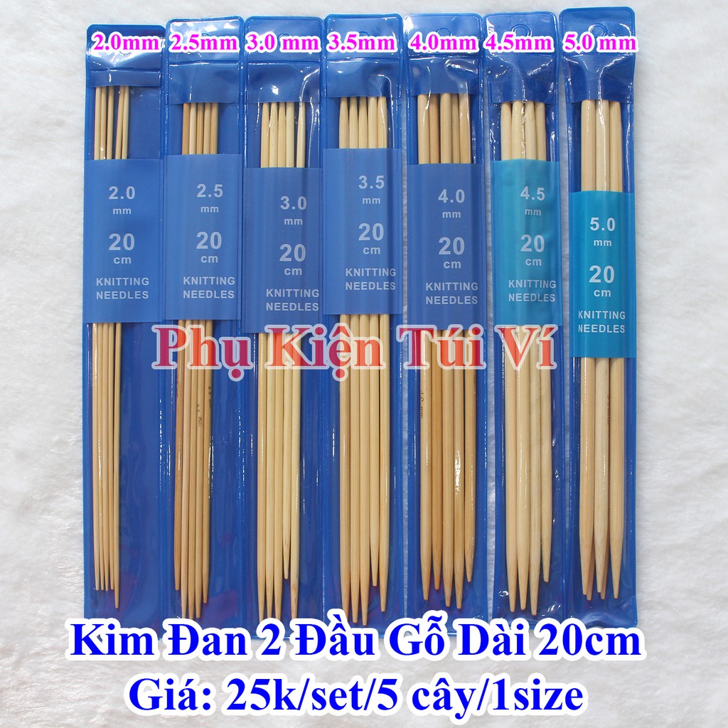 Kim đan 2 đầu gỗ dài 20cm (25k/set/5 cây/1size)