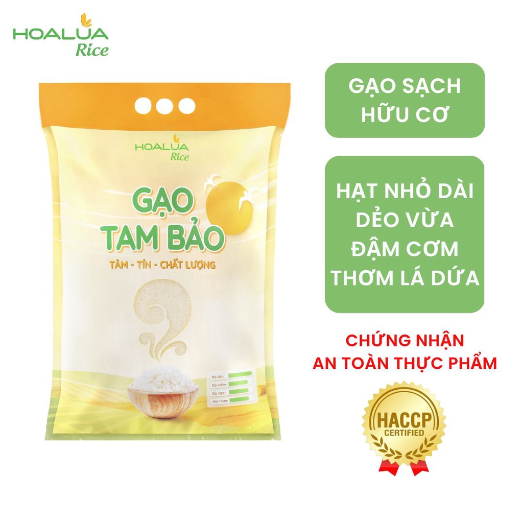 Gạo Tam Bảo - Túi 5kg - Dẻo, mềm cơm, thơm hương lá dứa
