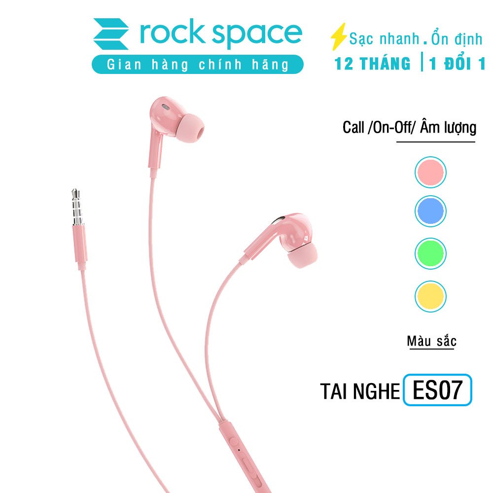 Tai nghe nhét tai có dây Rockspace ES07 có mic nghe nhạc chơi game hàng chính hãng bảo hành 1 năm