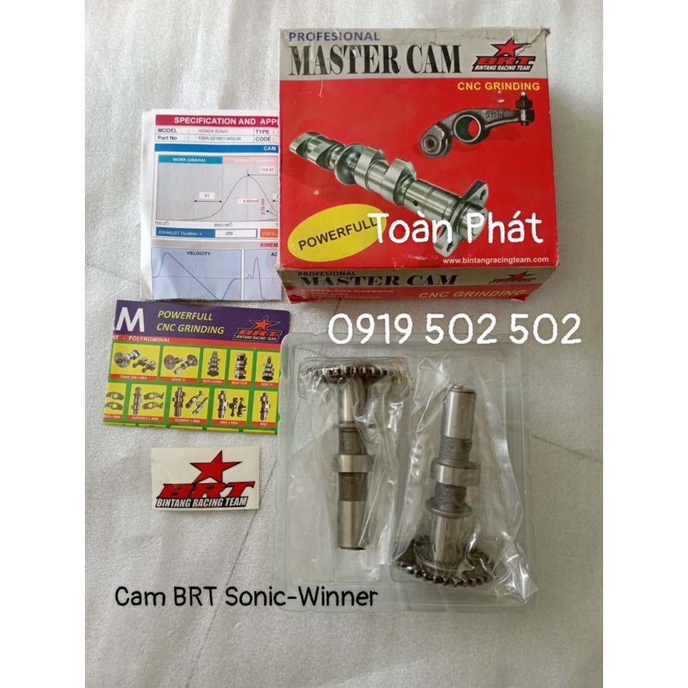 CẶP CAM BRT RACING CHO SONIC 150R - CAM ĐỘ - CAM BRT SONIC/WINNER - HÀNG NHẬP KHẨU CHÍNH HÃNG BRT IN