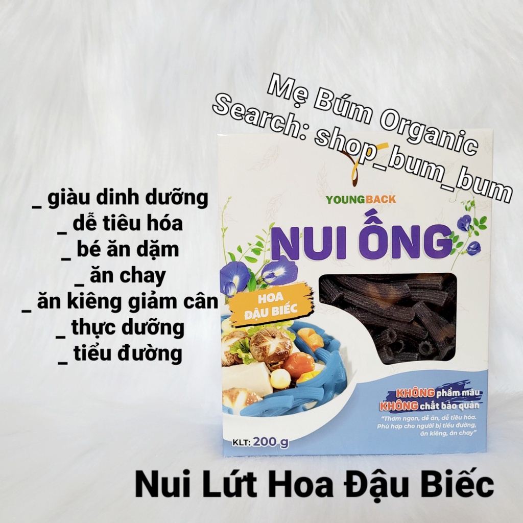 [HCM giao hỏa tốc] Combo 5 hộp Nui Gạo Lứt Hoa Đậu Biếc Youngback - mỗi hộp 200g - Màu sắc đẹp mắt và giàu dinh dưỡng