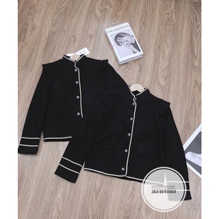 ✨BÁN SỈ✨Áo dạ đen viền cúc cổ