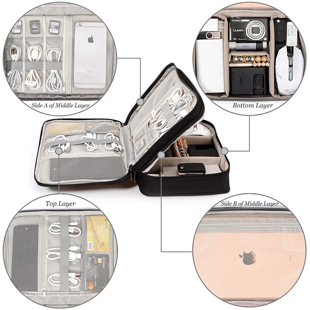 Túi Đựng Phụ Kiện Điện Tử / Dây Cáp / Sạc Dự Phòng Tiện Dụng Mang Theo Du Lịch