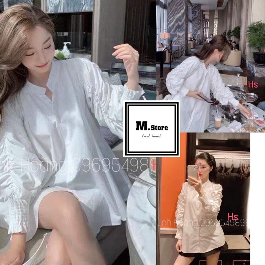 Áo Sơ Mi Trắng Tay Rúm Cách Điệu Chất Đũi Mềm Có Ahr Thật và Video M.Store