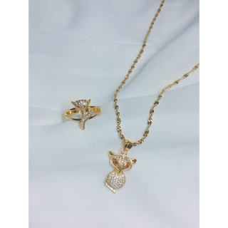 [SET NHẪN + DÂY CHUYỀN] Set nhẫn và dây chuyền Hồ Ly mạ vàng 18