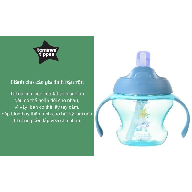 Bình uống nước có ống hút cho bé Tommee Tippee First Straw 150ml từ 9 tháng – Xanh Lá