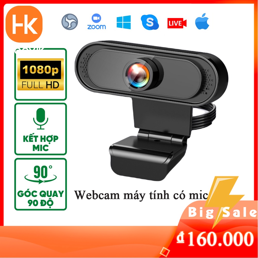 Webcam Có Mic Máy Tính Full Hd 1080p 720P Có Mic Cho Máy Tính Bàn cam PC laptop Camera máy tính để bàn có mic chính hãng