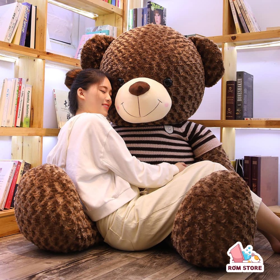 Gấu bông Teddy size siêu to khổng lồ, gấu nhồi bông quàng khăn, áo len dễ thương, đáng yêu vải siêu mềm mịn Rơm Store