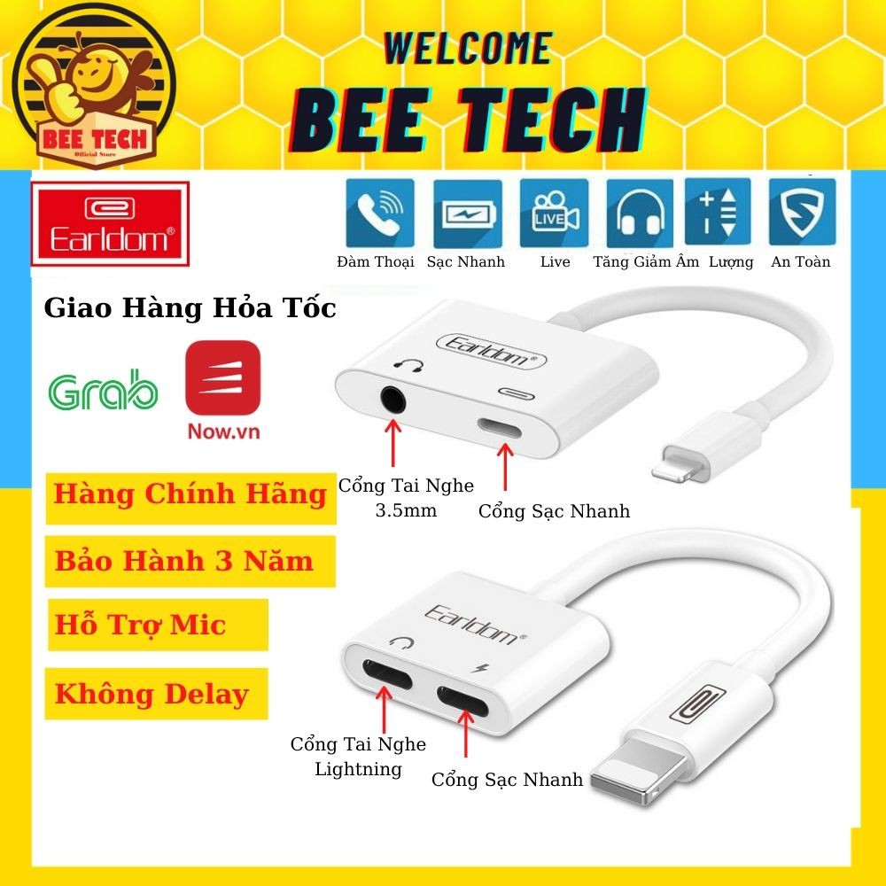 Jack Chuyển Đổi, Giắc Chia Cổng Earldom Cho iPhone 7/8/X/11 Thành Cổng Sạc + Cổng Tai Nghe - Beetech | BigBuy360 - bigbuy360.vn