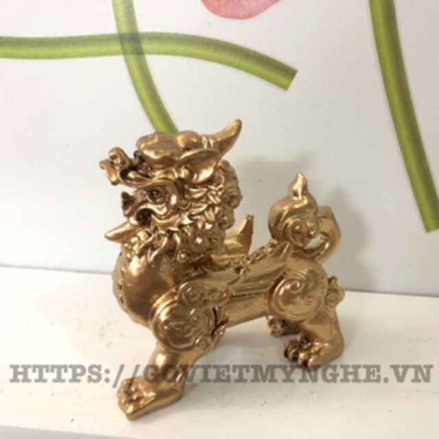 Tượng Đá Tỳ Hưu Phong Thủy - Màu Nhũ Vàng