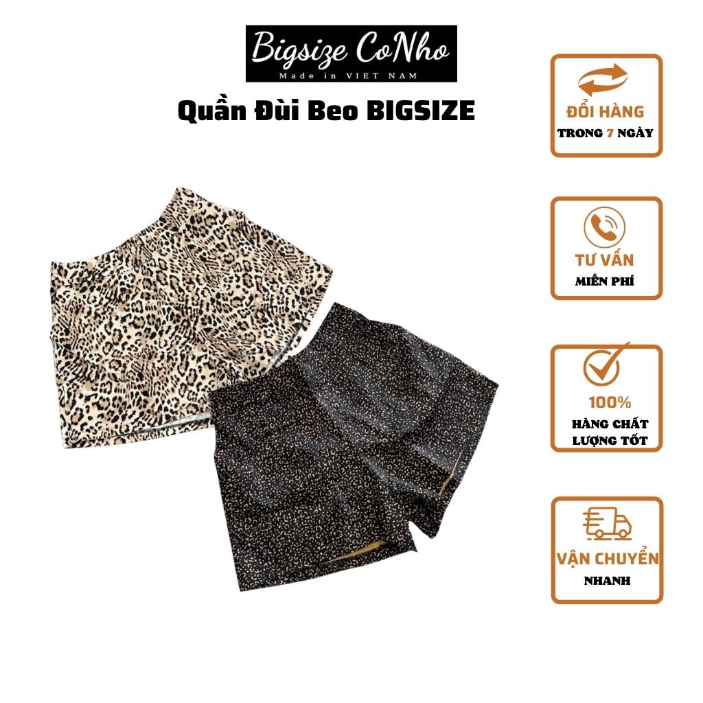 Quần short bigsize nữ họa tiết beo lưng cao, Quần đùi bigsize nữ chất kaki xuất khẩu từ 58-95 kg QD BEO