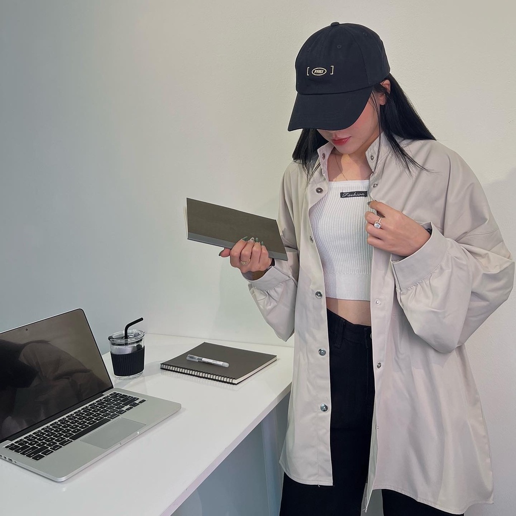 Áo Sơ Mi Nữ Form Rộng Cổ Tàu Có Nút Bấm Sơ Mi Nữ Đẹp Tay Phồng Họa Tiết Trơn Basic Phong Cách Hàn Quốc ANGELA 1874