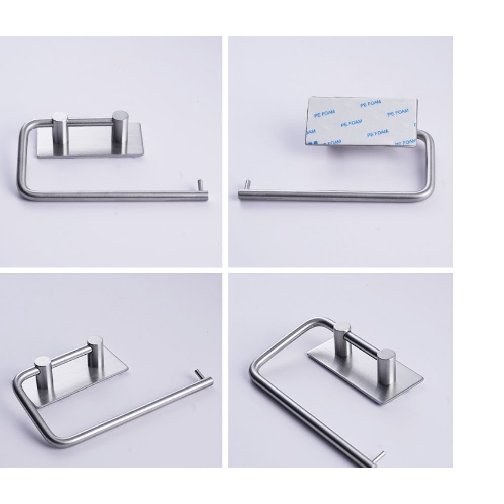Móc treo khăn, cuộn giấy vệ sinh Inox 304 dán 3M