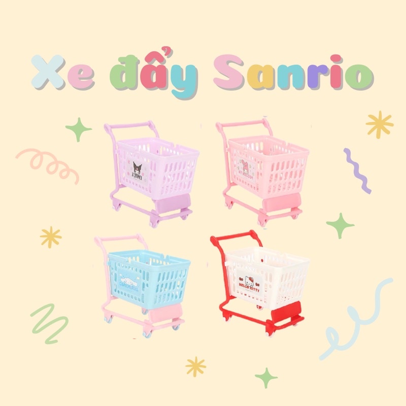 Xe Đẩy Mini Decor Sanrio Miniso Mẫu Cinnamoroll, Melody, Kuromi