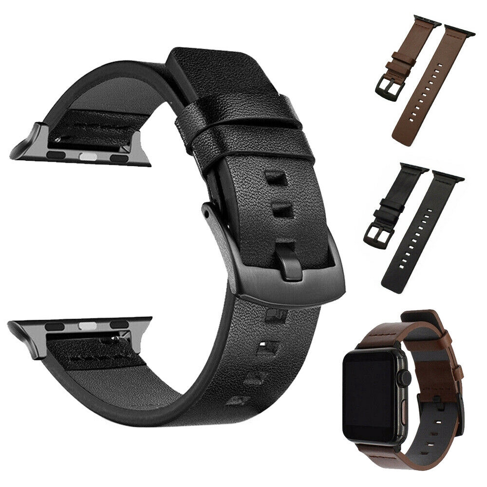 Dây đồng hồ đeo tay thay thế bằng da thật cho Apple Watch Series 5 4 3 2 1 loại 40/44/38/42mm